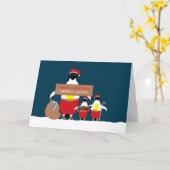 フェスティバルペンギン、クリスマスグリーティング カード (黄色い花)