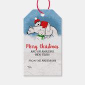 フェスティバルホッキョクグマのお母さんカブとメリークリスマス ギフトタグ (正面)