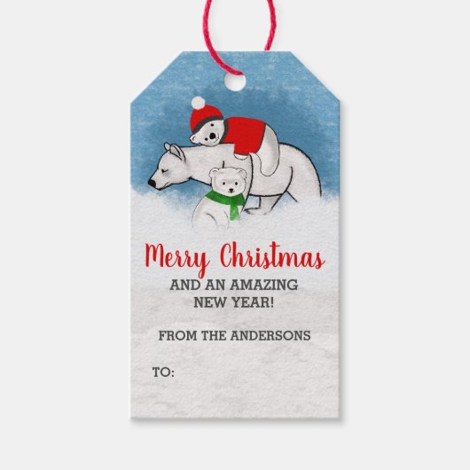 フェスティバルホッキョクグマのお母さんカブとメリークリスマス ギフトタグ (正面)