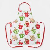 フェスティバルホットドリンククリスマスホリデーズパターン エプロン (正面)