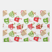 フェスティバルホットドリンククリスマスホリデーズパターン キッチンタオル (横)
