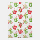 フェスティバルホットドリンククリスマスホリデーズパターン キッチンタオル (縦)