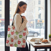 フェスティバルホットドリンククリスマスホリデーズパターン トートバッグ