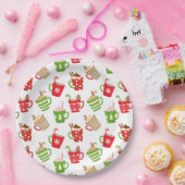フェスティバルホットドリンククリスマスホリデーズパターン ペーパープレート (パーティー)
