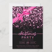 フェスティバルホットピンクウィンターシャイニースター会社のクリスマス 招待状 (正面)