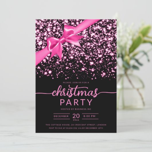 フェスティバルホットピンクウィンターシャイニースター会社のクリスマス 招待状 (スタンド正面)