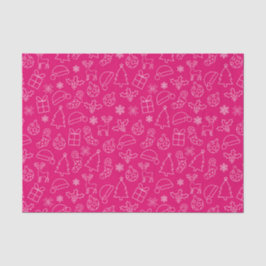 フェスティバルホットピンク&ホワイトウィンタークリスマスパターン 薄葉紙