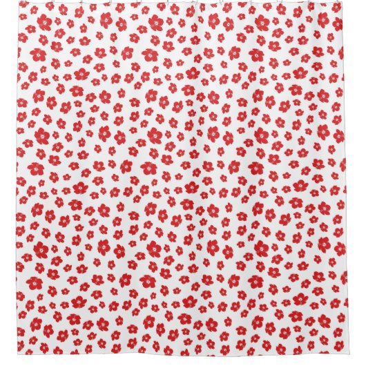 フェスティバルホライクリスマスレッドハイビスカスフラワー シャワーカーテン (正面)