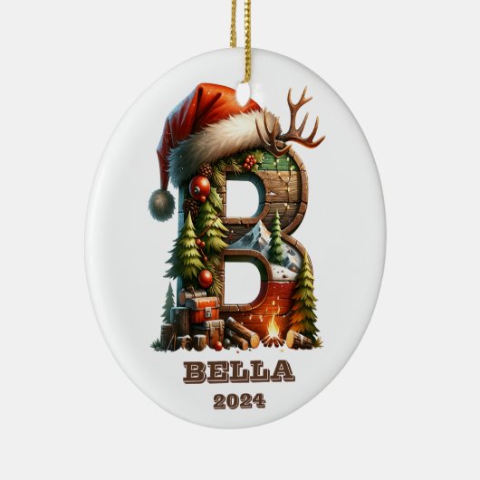 フェスティバルホリデイBイニシャル名と年 セラミックオーナメント (右)