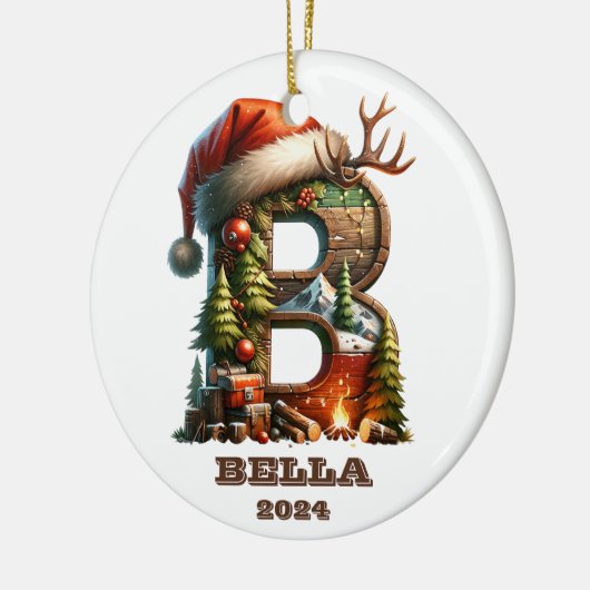 フェスティバルホリデイBイニシャル名と年 セラミックオーナメント (左)