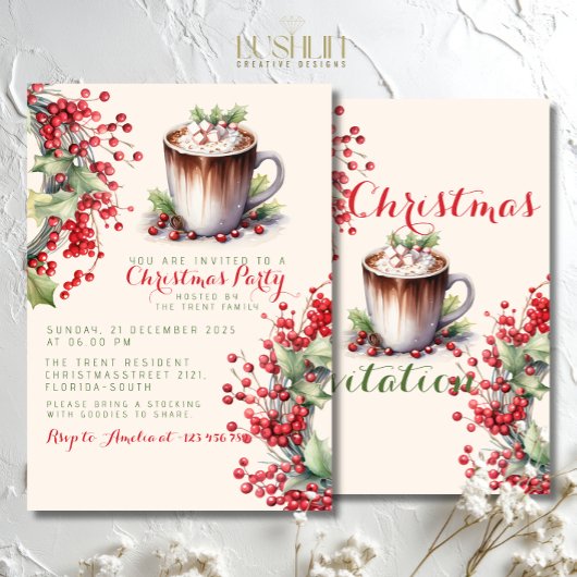 フェスティバルホリデーお祝いクリスマスパーティー 招待状