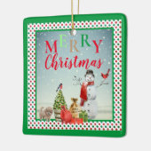 フェスティバルホリデーウィンター雪だるまシーン セラミックオーナメント (左)