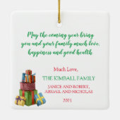 フェスティバルホリデーウィンター雪だるまシーン セラミックオーナメント (裏面)