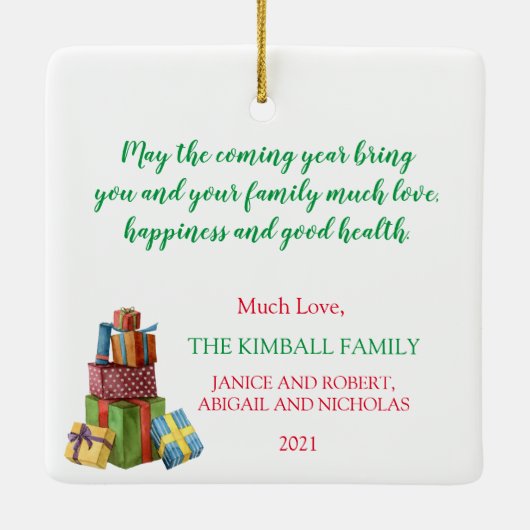 フェスティバルホリデーウィンター雪だるまシーン セラミックオーナメント (裏面)