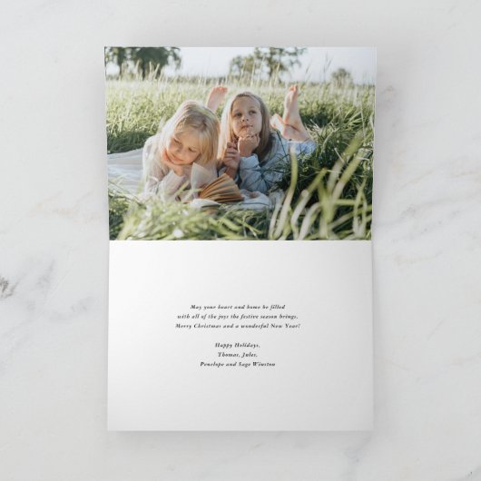 フェスティバルホリデーウォーターカラーノエルリースフォトカード シーズンカード (内部)