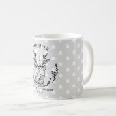 フェスティバルホリデーウッドキツネエッチングファミリーモノグラム コーヒーマグカップ (正面右)