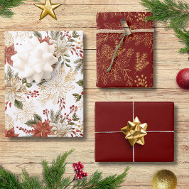 フェスティバルホリデーエレガントフローラポインセチア ラッピングペーパーシート