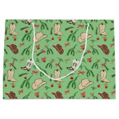 フェスティバルホリデーカウボーイロデオパターンセージ ラージペーパーバッグ (正面)