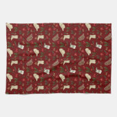 フェスティバルホリデーカウボーイロデオパターンホワイト キッチンタオル (横)