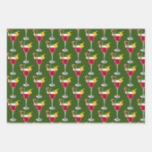 フェスティバルホリデーカクテルパーティークリスマスドリンク ラッピングペーパーシート (正面3)