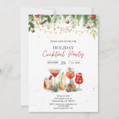 フェスティバルホリデーカクテルパーティークリスマス 招待状 (正面)