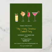 フェスティバルホリデーカクテルパーティークリスマス 箔招待状 (正面)