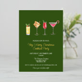フェスティバルホリデーカクテルパーティークリスマス 箔招待状 (立ち正面)