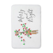 フェスティバルホリデーキリン、緑の赤いトゥインクルライト バスマット (正面縦)