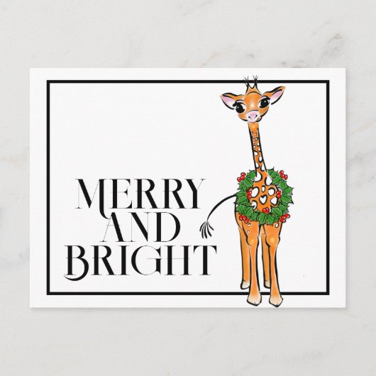 フェスティバルホリデーキリン |赤緑のクリスマスリース ポストカード (正面)