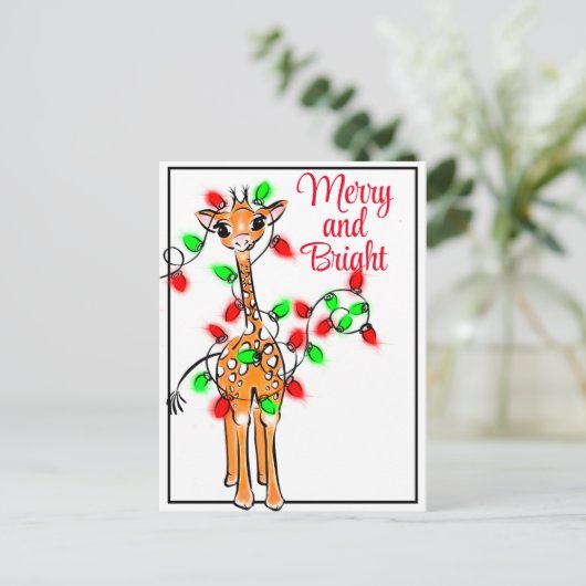 フェスティバルホリデーキリン |赤緑のクリスマス灯 ポストカード (スタンド正面)