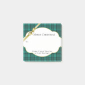 フェスティバルホリデーギフトラベルティール(緑がかった色)グリーンタータンチェック ポストイット (正面)