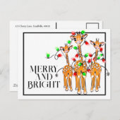 フェスティバルホリデーギラフェ |赤い緑の光 ポストカード (正面/裏面)