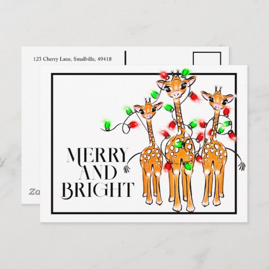 フェスティバルホリデーギラフェ |赤い緑の光 ポストカード (正面/裏面)