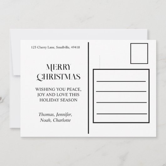 フェスティバルホリデーギラフェ |赤緑のクリスマスリース 招待状 (裏面)