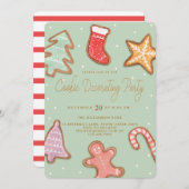 フェスティバルホリデークリスマスクッキー飾のパーティー シーズンカード (正面/裏面)