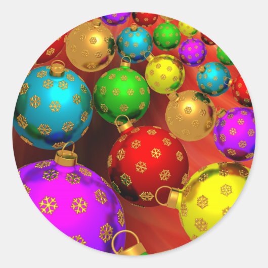 フェスティバルホリデークリスマスツリーオーナメントデザイン ラウンドシール (正面)