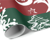 フェスティバルホリデークリスマスツリーレッドグリーンストライプの ラッピングペーパー (ロールコーナー)