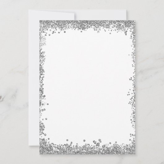 フェスティバルホリデークリスマスパーティーシルバーグリッター 招待状 (裏面)