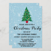 フェスティバルホリデークリスマスパーティーツリーブルースノー 招待状 (正面/裏面)