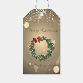 フェスティバルホリデークリスマスリース、紙吹雪 ギフトタグ