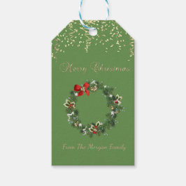 フェスティバルホリデークリスマスリース、紙吹雪、グリーン ギフトタグ