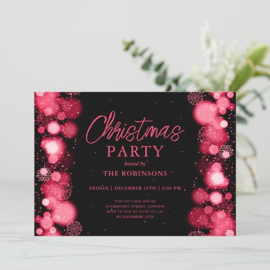 フェスティバルホリデークリスマスレッドスノーライトグロー 招待状 (スタンド正面)