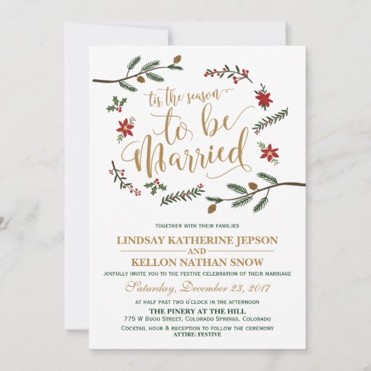 フェスティバルホリデークリスマス結婚式招待状 招待状 (正面)