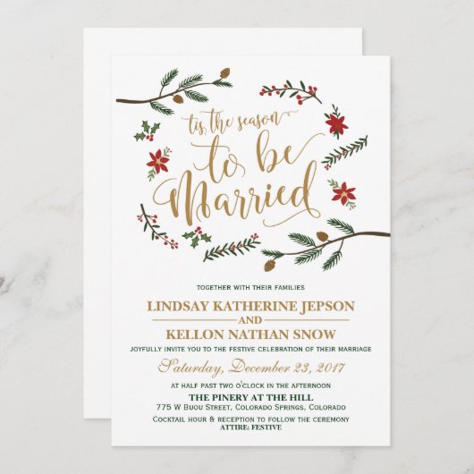 フェスティバルホリデークリスマス結婚式招待状 招待状 (正面/裏面)