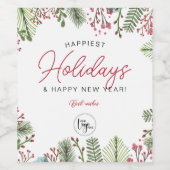 フェスティバルホリデーグリーンリービジネスあなたのロゴを追加 ワインラベル (シングルラベル)