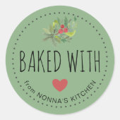 フェスティバルホリデーグリーン焼いたリーウィズラブ ラウンドシール (正面)