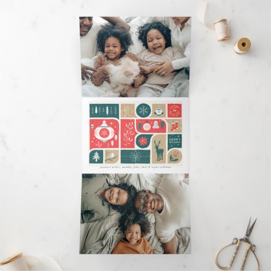 フェスティバルホリデーコラージュ 三つ折りクリスマスカード (内部)