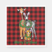 フェスティバルホリデーサファリの友人、赤い黒の格子柄 スタンダードランチョンナプキン (正面)