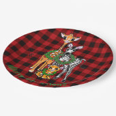 フェスティバルホリデーサファリの友人、赤い黒の格子柄 ペーパープレート (アングル)