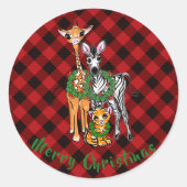 フェスティバルホリデーサファリの友人、赤い黒の格子柄 ラウンドシール (正面)